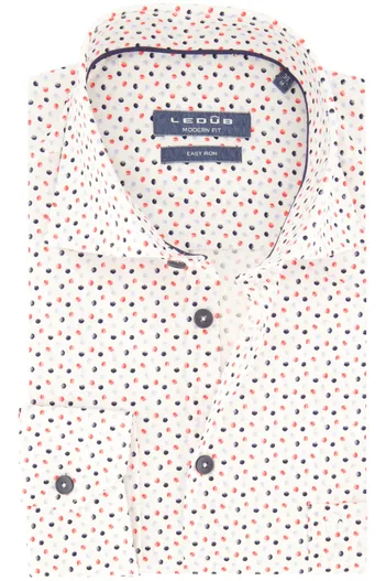 Ledub Modern fit easy iron Ledub overhemd katoen wit geprint