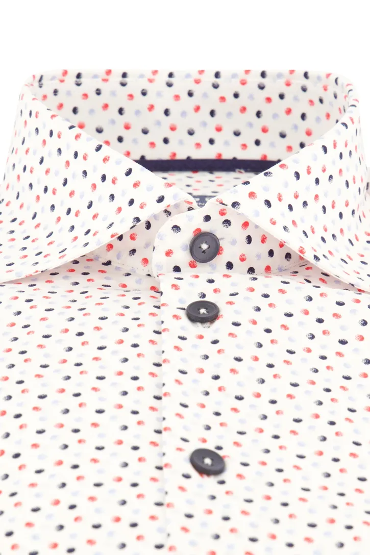 Modern fit easy iron Ledub overhemd katoen wit geprint