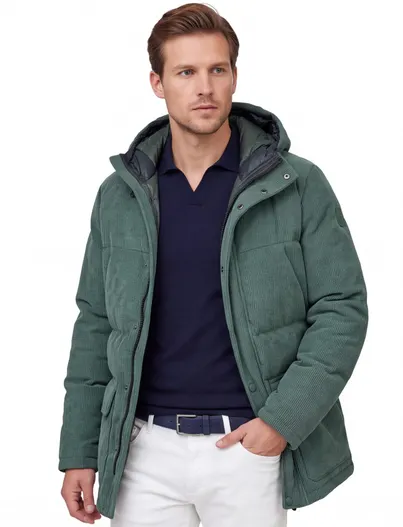 Colmar Colmar jas effen groen ribstof slim fit