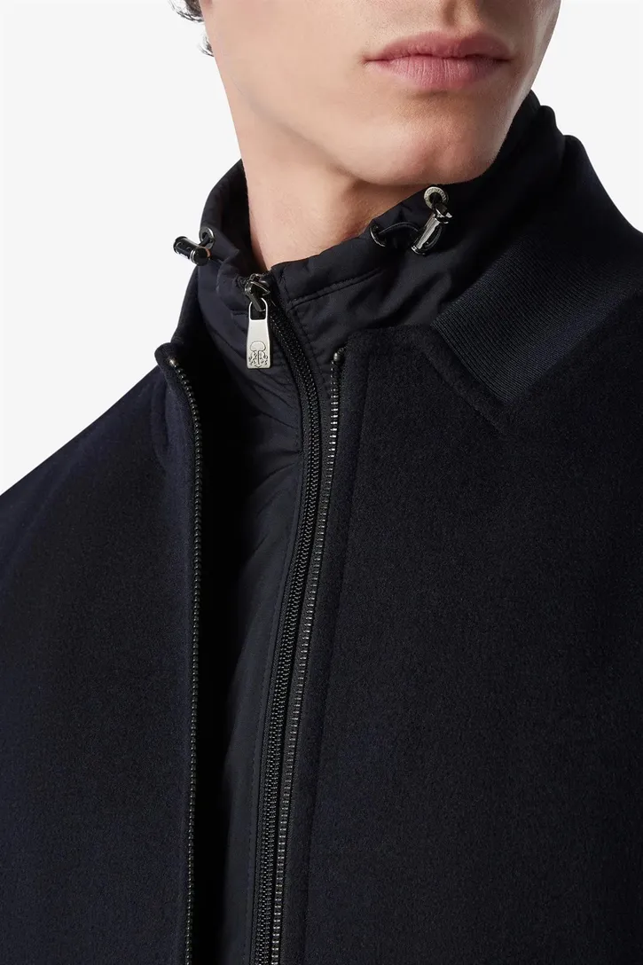 wollen Corneliani jas effen donkerblauw rits