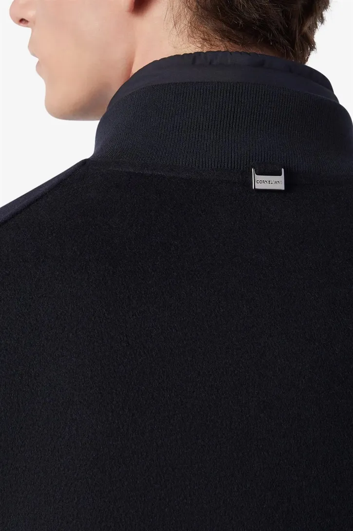 wollen Corneliani jas effen donkerblauw rits