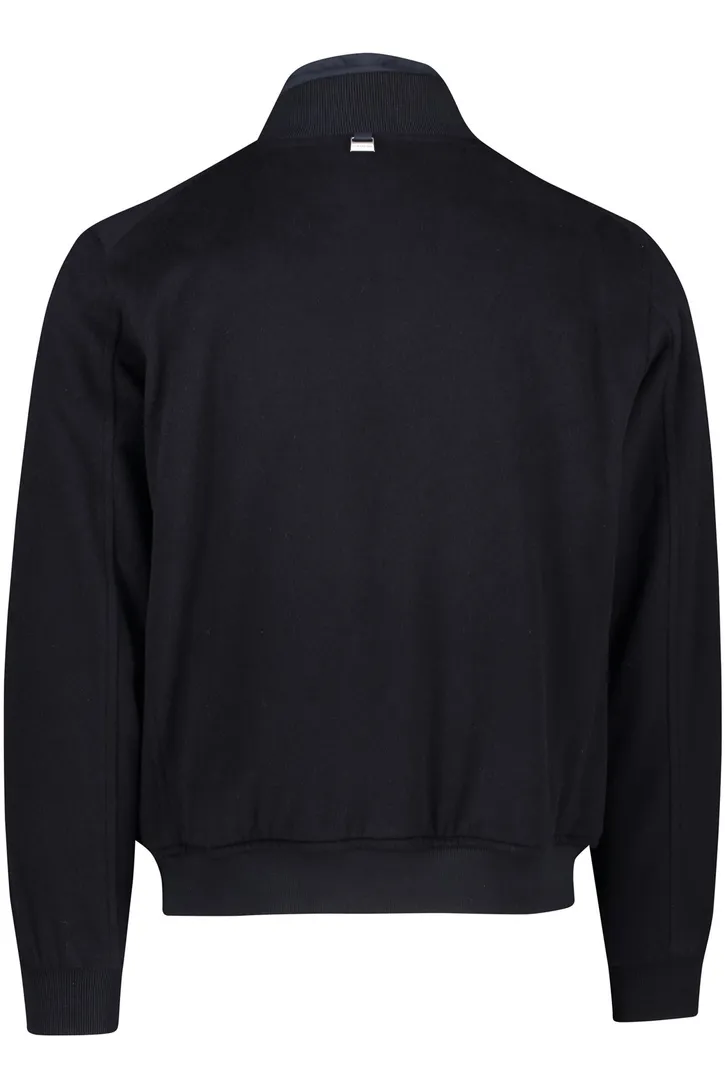 wollen Corneliani jas effen donkerblauw rits