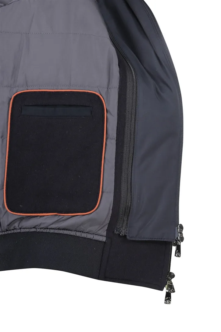wollen Corneliani jas effen donkerblauw rits