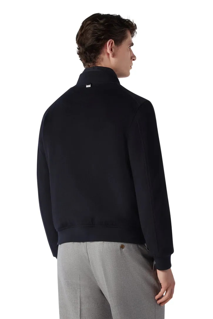 wollen Corneliani jas effen donkerblauw rits