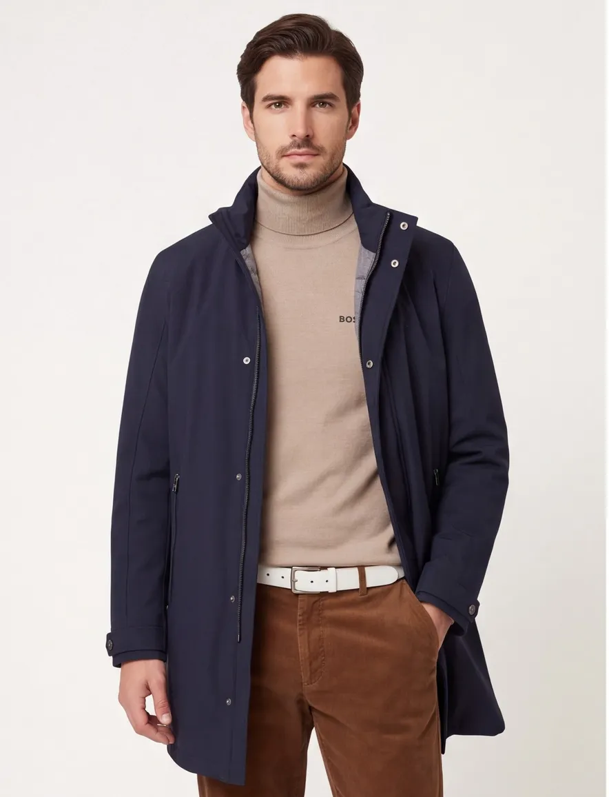 Corneliani winterjas donkerblauw normale fit