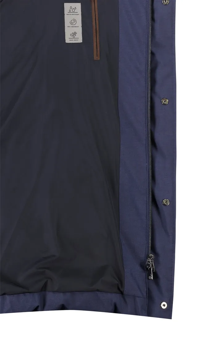 Corneliani winterjas donkerblauw waterdicht capuchon
