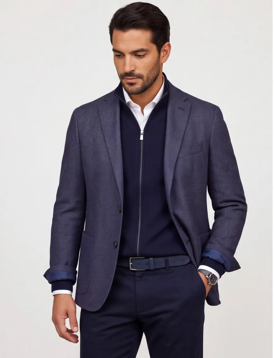 Corneliani colbert donkerblauw gemeleerd