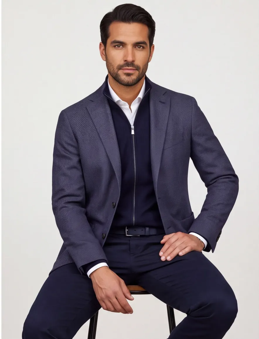 Corneliani colbert donkerblauw gemeleerd