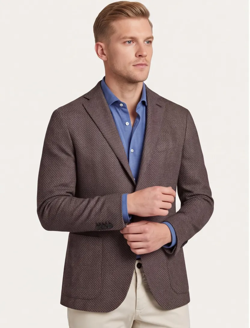 Corneliani colbert bruin geruit virginwol normale fit