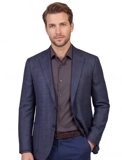 Corneliani zijde Corneliani colbert donkerblauw geruit