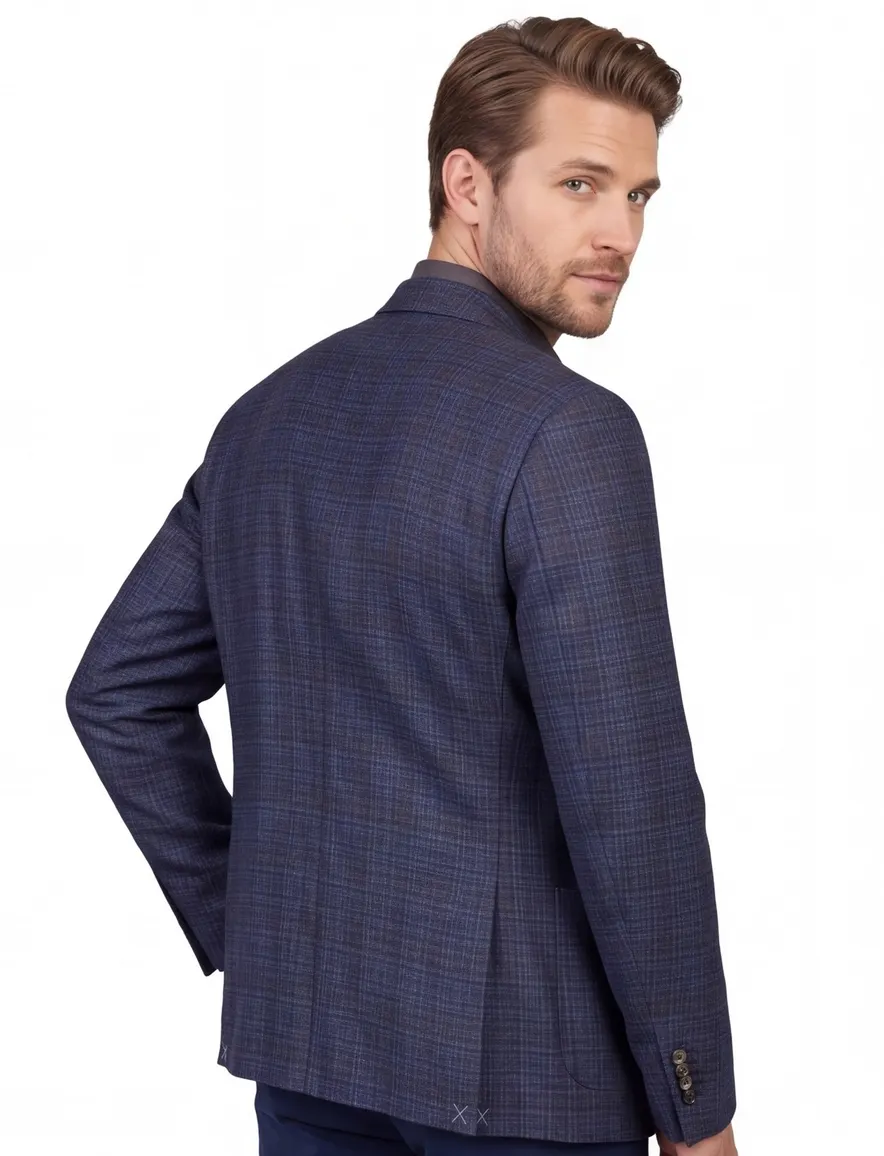 Corneliani colbert donkerblauw geruit