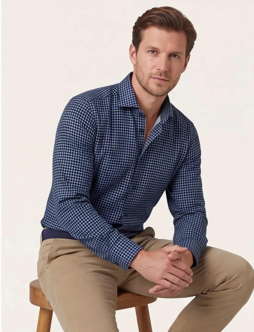 Blue Industry overhemd Slim Fit blauw geprint