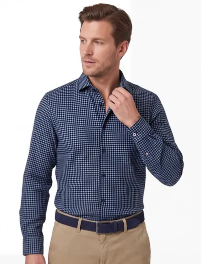 Blue Industry Blue Industry overhemd blauw cut away Slim Fit