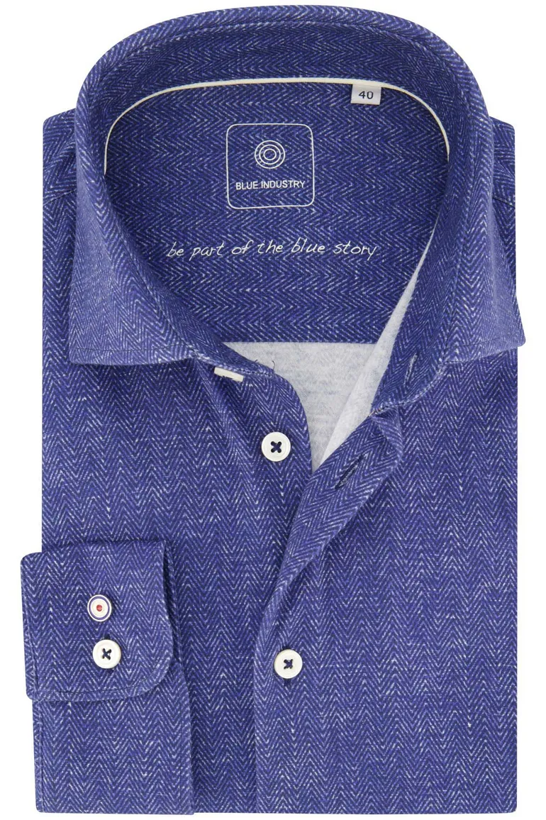 Blue industry casual overhemd blauw