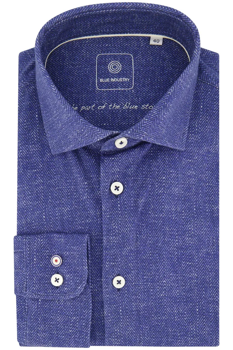 Blue industry casual overhemd blauw