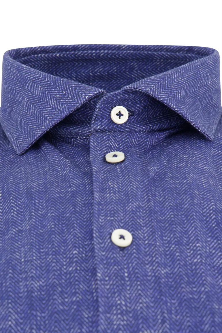 Blue industry casual overhemd blauw