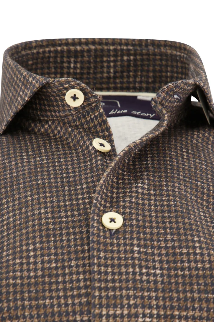 Slim Fit Blue Industry overhemd bruin geprint
