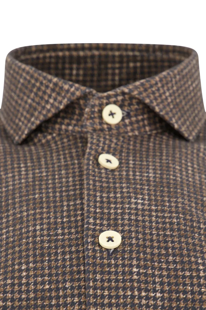 Slim Fit Blue Industry overhemd bruin geprint