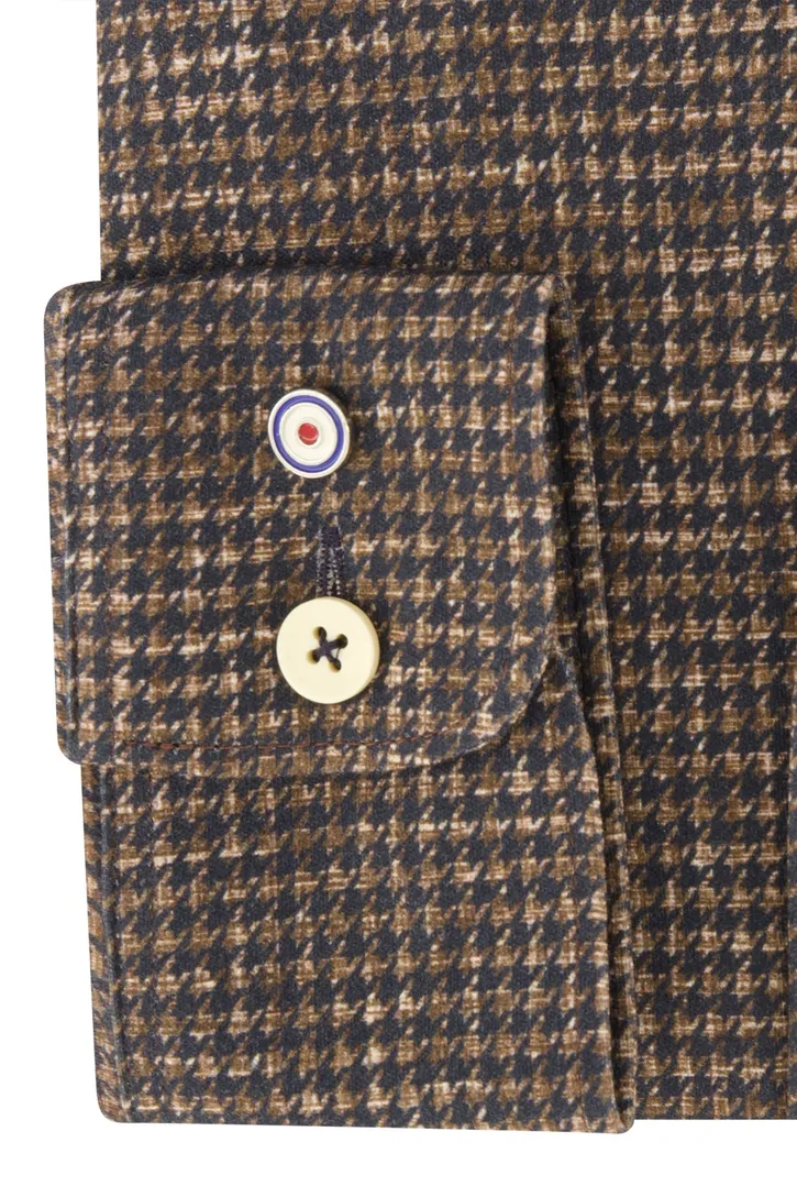 Slim Fit Blue Industry overhemd bruin geprint