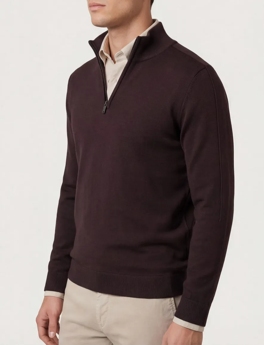 Blue Industry trui bruin half zip