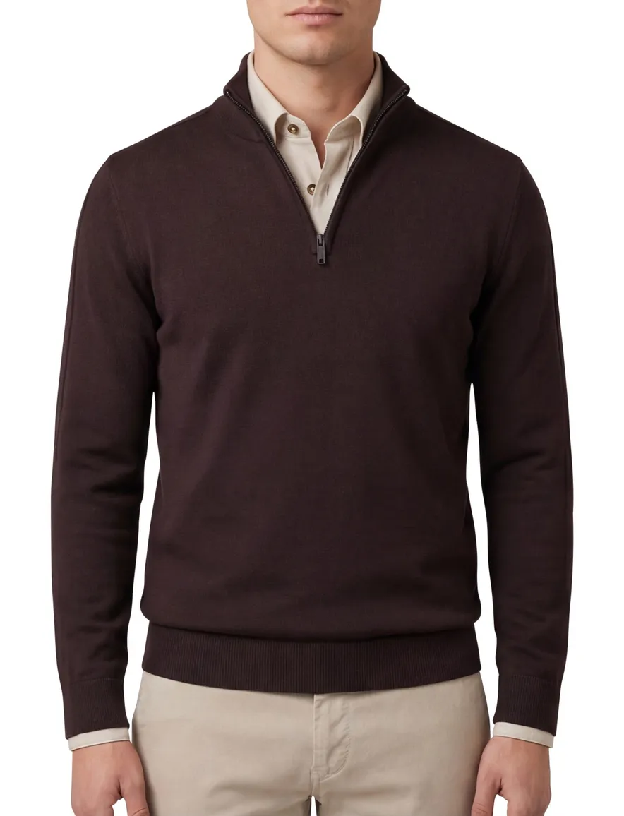 Blue Industry trui bruin half zip