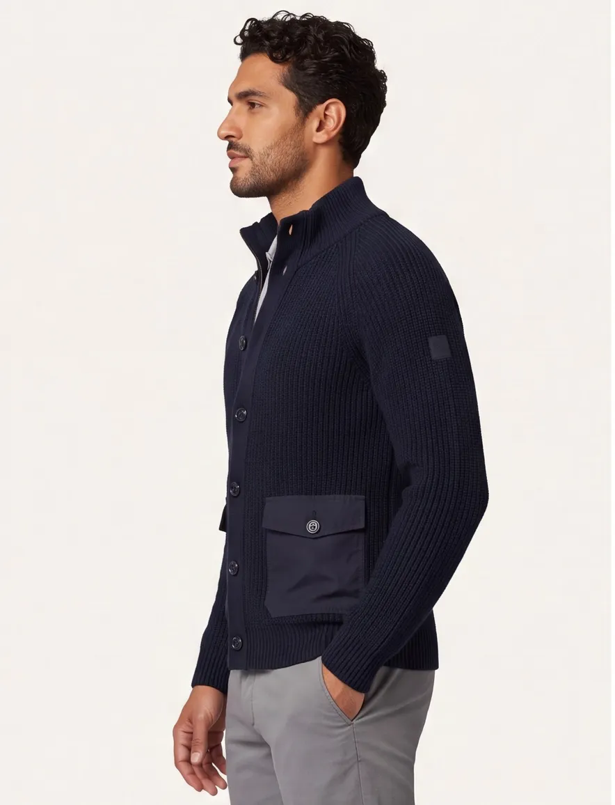 Blue industry vest effen donkerblauw katoen