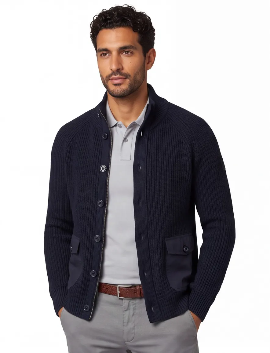 Blue industry vest effen donkerblauw katoen