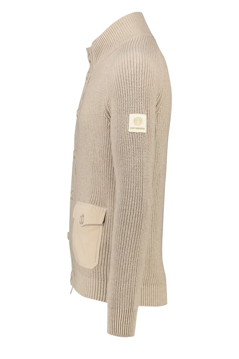 Blue Industry vest met knopen beige