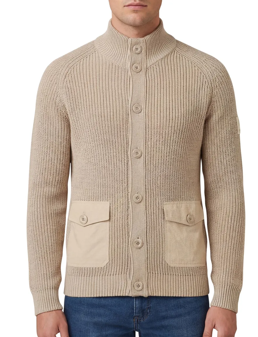 Blue Industry vest met knopen beige