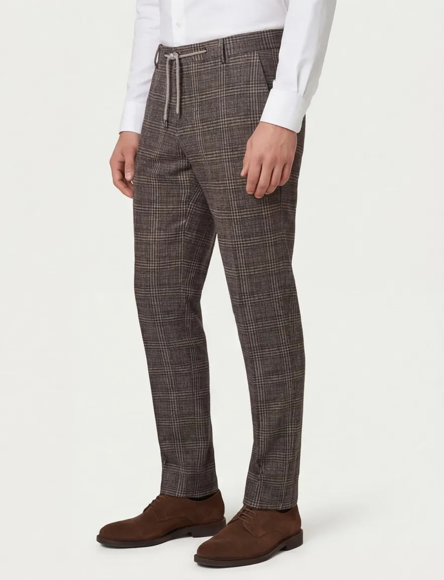 Blue industry pantalon mix en match bruin geruit