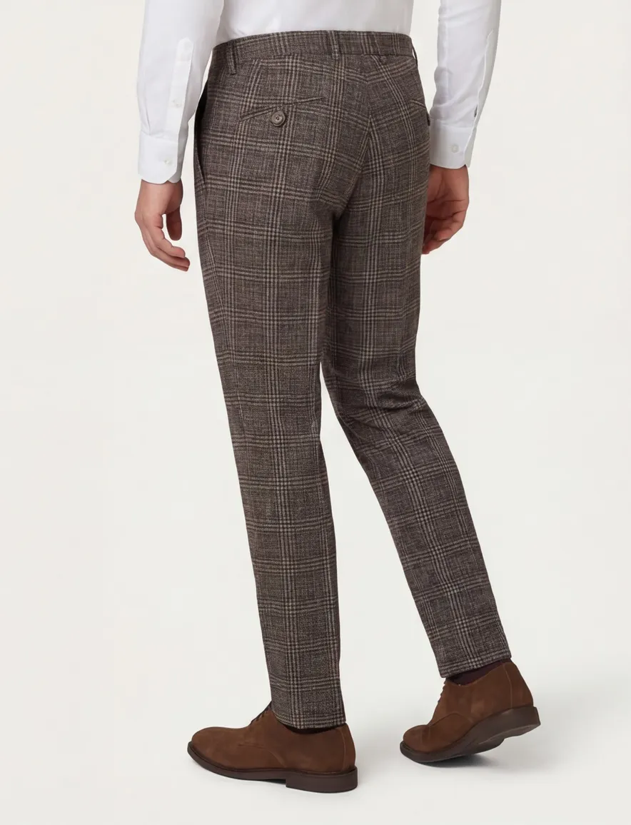 Blue industry pantalon mix en match bruin geruit