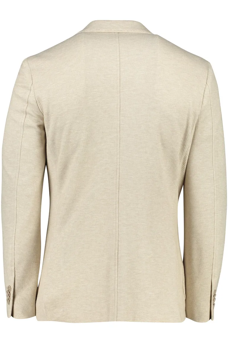 Blue industry colbert beige effen ribstof
