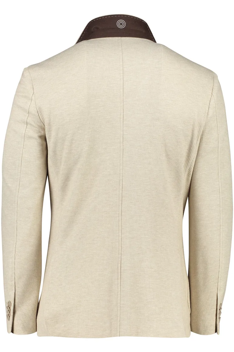 Blue industry colbert beige effen ribstof