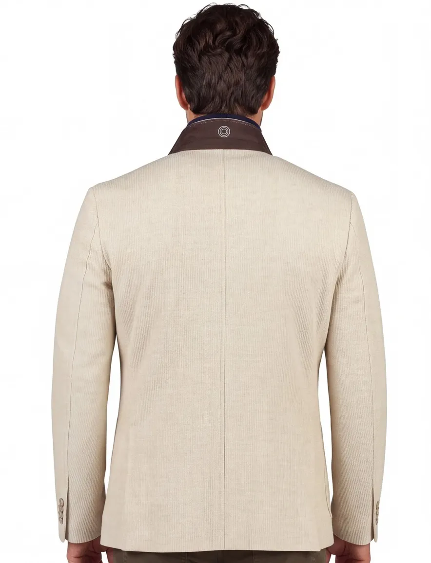 colbert Blue Industry corduroy, stretch slim fit beige effen