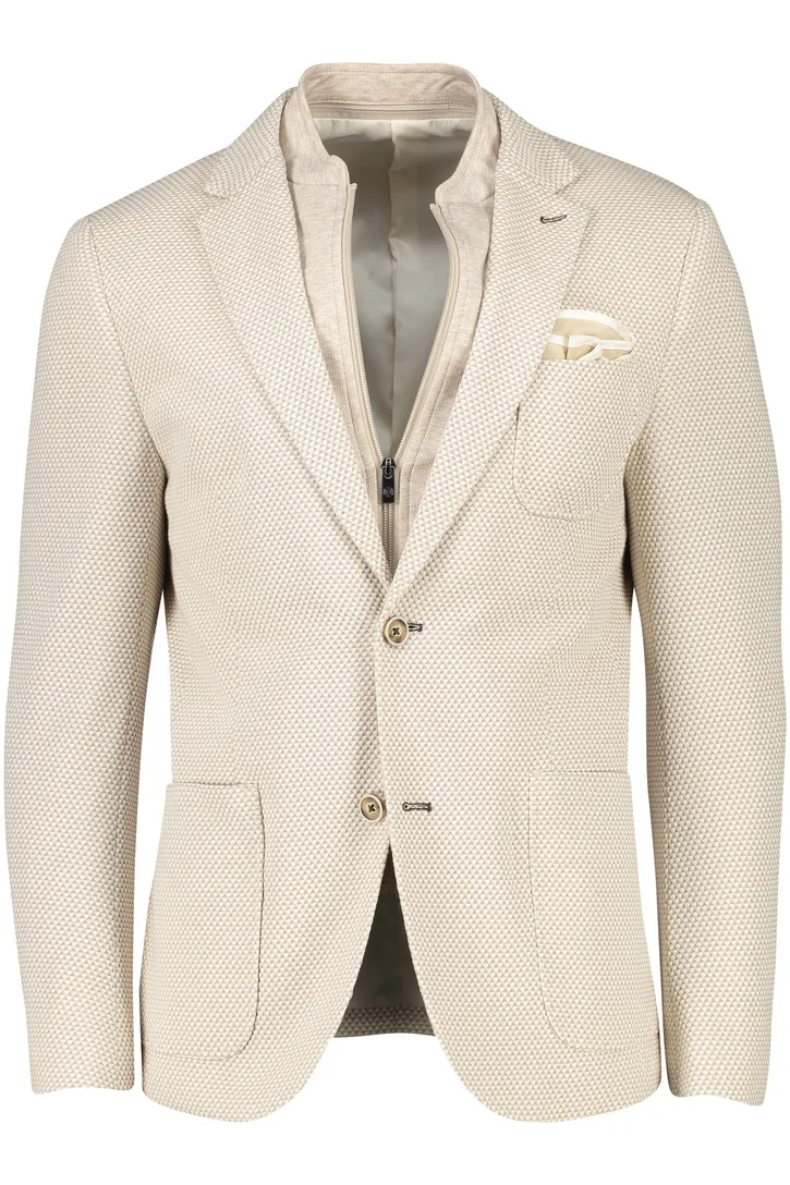 Blue Industry colbert beige geprint slim fit