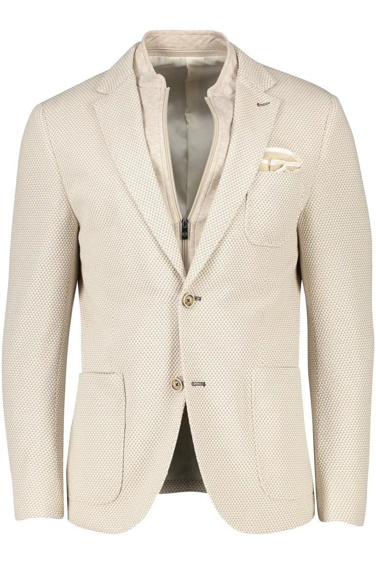 colbert Blue Industry katoen, polyester slim fit beige geprint