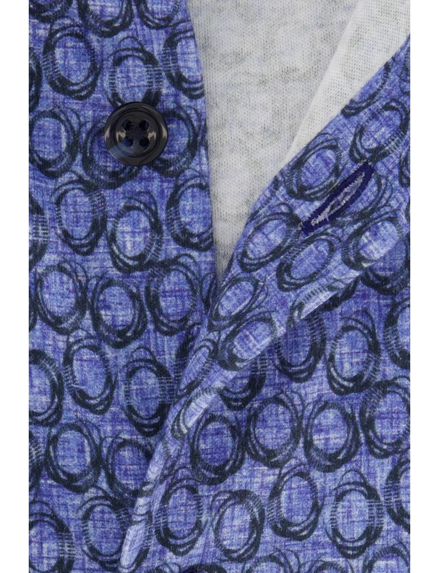 Blue industry casual overhemd blauw print