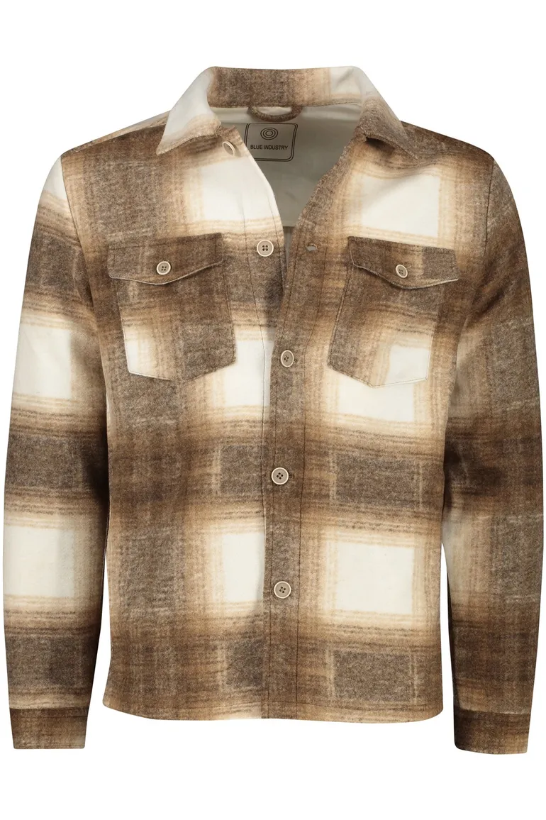 Blue Industry overshirt beige geruit