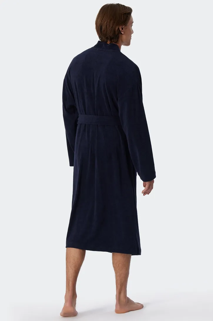 Schiesser badjas effen donkerblauw katoen