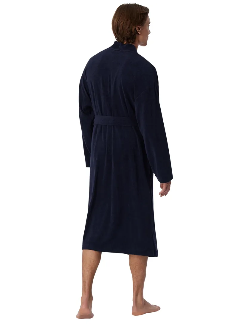 Schiesser badjas effen donkerblauw katoen