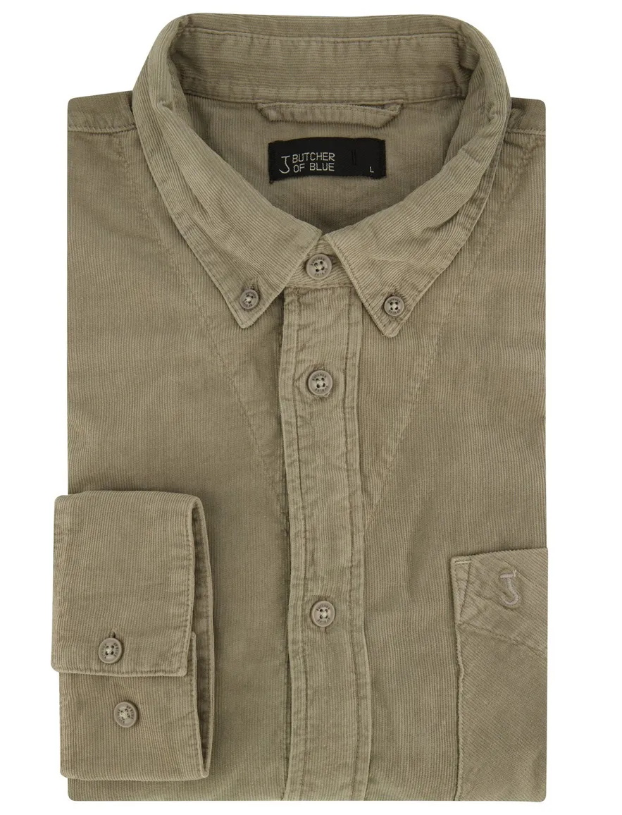 Butcher of Blue overhemd groen corduroy