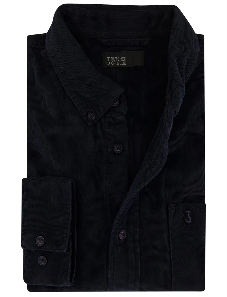 Butcher of Blue overhemd donkerblauw corduroy