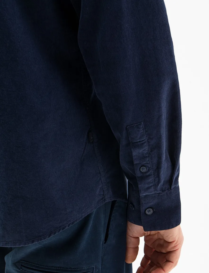Butcher of Blue overhemd donkerblauw corduroy