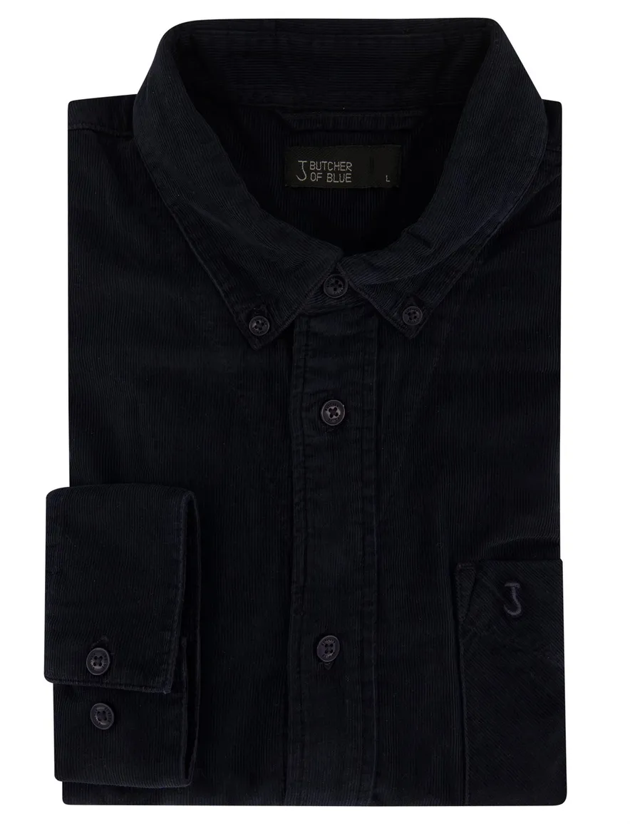 Butcher of Blue overhemd donkerblauw corduroy
