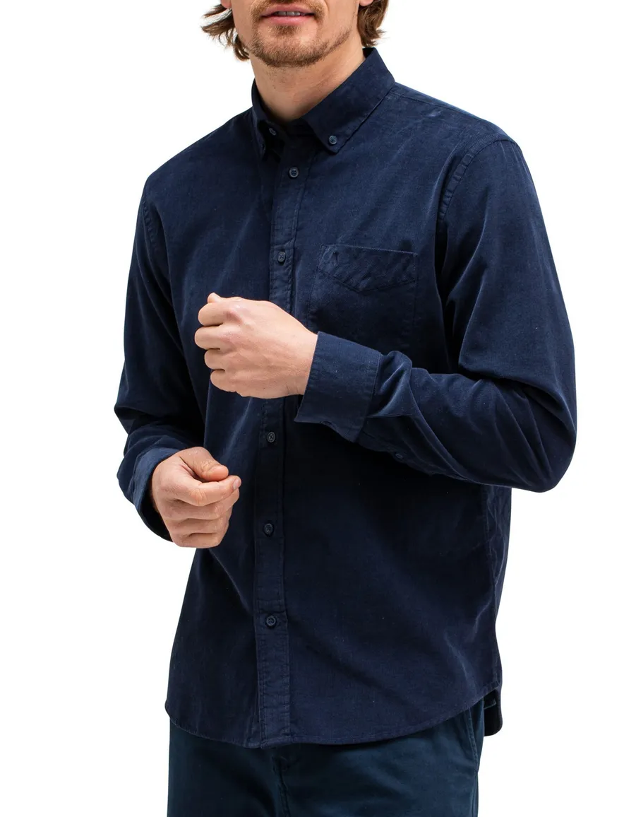 Butcher of Blue overhemd donkerblauw corduroy