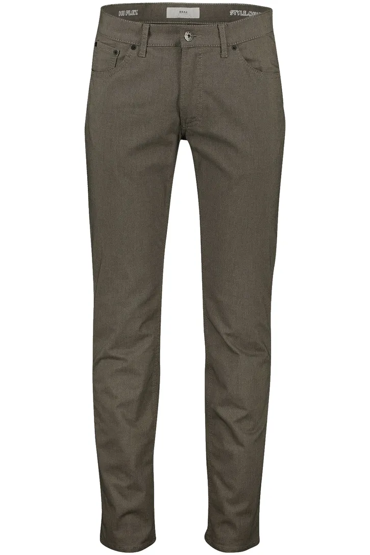 Brax 5-pocket bruin geprint katoen