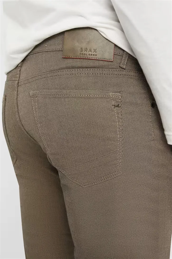 Brax 5-pocket bruin geprint katoen