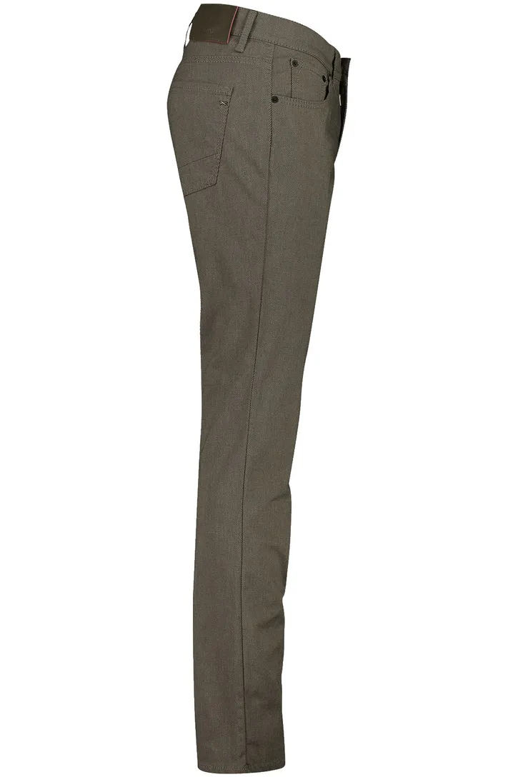 Brax 5-pocket bruin geprint katoen