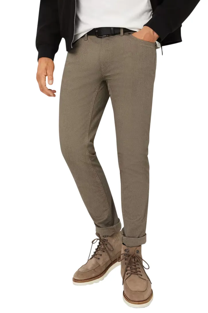 Brax 5-pocket bruin geprint katoen