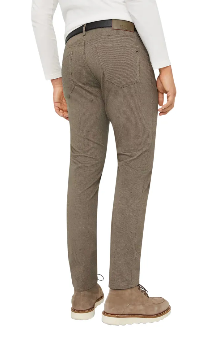 Brax 5-pocket bruin geprint katoen